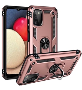 Galaxy A03S Kılıf Zore Vega Yüzüklü Standlı Zırh Kılıf (Rose)