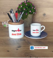 Fizyoterapist Hediyeleri Türk Kahvesi Fincanı Kırmızı, Kalemlik Kişiye Özel Hediye (Model 2)