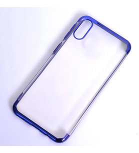 Galaxy M10 Kılıf Dört Köşeli Lazer Silikon Kılıf (Mavi)