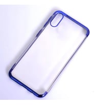Galaxy M10 Kılıf Dört Köşeli Lazer Silikon Kılıf (Mavi)