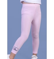 Toontoy Kız Çocuk Kedi Nakışlı Tayt (Pembe)