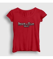 Presmono Kadın Sarı Logo Anime Attack On Titan T-Shirt 124133tt (Kırmızı)