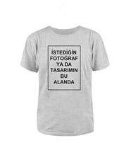 BYVOL Kendin Tasarla T-shirt Kişiye Özel Tişört Baskılı Tshirt (Gri)