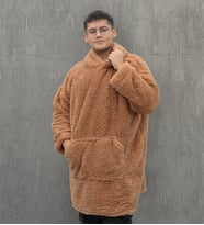 Welsoft Peluş Polar Giyilebilir Battaniye Pijama (Mocha)