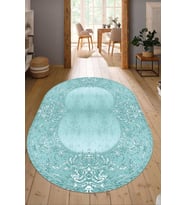 Dijital Baskılı Kaymaz Taban Yıkanabilir Oval Salon Halısı Mutfak Halısı Yolluk NDO-HT-349 (Çok Renkli)