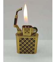 Çakmak Metal Kare Desenli Gazlı Çakmak (Gold)