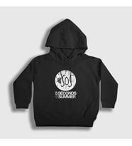 Presmono Unisex Çocuk Beyaz Logo 5 Seconds Of Summer Kapüşonlu Sweatshirt 78989tt (Siyah)