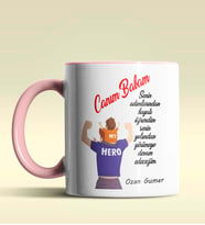 Kişiye Özel Canım Babam Mesajlı Tasarımlı Siyah Kupa Bardak (Pembe)