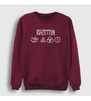 Presmono Unisex Beyaz Symbols Led Zeppelin Sweatshirt 97098tt (Bordo)