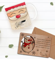 BK Gift Kişiye Özel Mutlu Yıllar Kupa Bardak ve Retro Ahşap Yılbaşı Tebrik Kartı Hediye Seti-6 (Kırmızı)