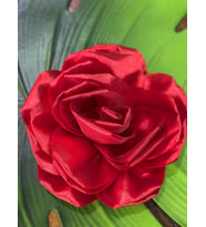 SATEN KABARTMA ÇİÇEK GİYİM DİKİŞ AKSESUARI ABİYE AKSESUARI ÇAP 22 CM (Kırmızı)