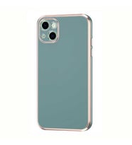 Apple iPhone 13 Kılıf Zore Bark Kenarları Altın Renk Kılıf (Petrol Yeşili)