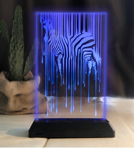 Hayvan Severlere Özel Zebra kişiye özel Led Lamba Hediyesi (Mavi)