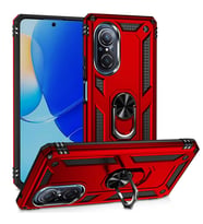 Huawei Nova 9 SE Uyumlu Kılıf Standlı Manyetik Yüzüklü Military Magnetic Ring Polycarbonate and TPU Case (Kırmızı)