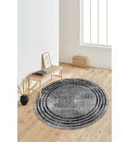 Dijital Baskılı Kaymaz Taban Yıkanabilir Yuvarlak Salon Halısı Koridor Halısı Paspas NDY-HT-488 (Siyah)