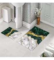 Banyo Halısı Ikili Klozet Takımı Kaymaz Tabanlı (60 xm x 100 cm + 40 cm x 60 cm)  (Siyah)