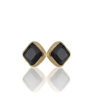 Kadir Jewellery 22 Ayar Altın Kaplama Kadın Minimal Küpe -El İşçiliği Ve Hipoalerjenik Küpe (Siyah)