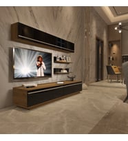 Decoraktiv Eko 5B Mdf Std Tv Ünitesi Tv Sehpası - Parlak Beyaz (Pera - Siyah)