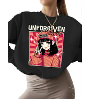 Sweatshirt Bej erkek bisiklet yaka kadın kalın Sweatshirt unisex Anime grafik Baskılı 3 iplik (Siyah)