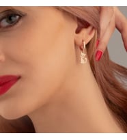 925 AYAR GÜMÜŞ SALLANTILI KEDİLİ KÜPE (Rose)