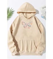 Unisex Butterfly Baskılı Sweatshirt (Bej)