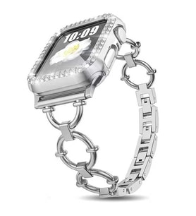 Apple Watch 42mm KRD-56 Halka Tasarım Metal Kordon (Gümüş)