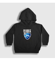 Presmono Unisex Çocuk Beyaz Logo Oyun Rocket League Kapüşonlu Sweatshirt 491589tt (Siyah)