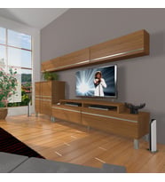 Decoraktiv Ekoflex 8 Mdf Krom Ayaklı Tv Ünitesi Tv Sehpası (Ceviz)
