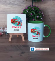 İtfaiyeci Dekoratif Taş, Kupa Bardak Kırmızı Hediye (Model 13)