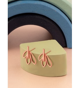 925 AYAR GÜMÜŞ ÜÇ YAPRAKLI EAR JACKET ÇUBUK KÜPE (Rose)