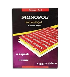 Karbon Kağıdı A3 5 Adet 1 Paket Monopol Karbon Kağıdı Renk Seçeneği A-3 5 Adet 1 Paket (Kırmızı)