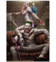 Cakapuzzle Harley Quinn Ve Joker Neşesi Görseli Puzzle Yapboz MDF (Ahşap) (255 Parça)