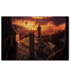 Cakapuzzle Çatıdan Hava Balonları Günbatımı  Puzzle Yapboz MDF (Ahşap) (500 Parça)