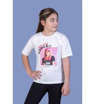 Toontoy Kız Çocuk Power Baskılı Tişört (Ekru)