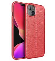 iPhone 13 Kılıf Deri Desenli Kamera Korumalı Silikon (Kırmızı)