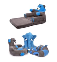 TOKKO Premium Dörtlü Set - Bebeyatmaz + Uyku Fili + Peluş Ayıcık + Çocuk Koltuğu - Antibakteriyel 4'Lü Set (Mavi)