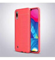 Samsung Galaxy M10 Kılıf Deri Tarzı Niss Silikon Case (Kırmızı)