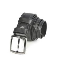 DeepSEA Erkek  4 cm Eninde Yanları Dikiş Nakışlı Mat Suni Deri Kemer 2402611 (Siyah)