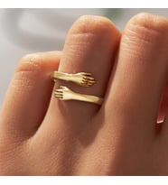 925 AYAR GÜMÜŞ SARILAN EL YÜZÜK SEVGİLİLER GÜNÜ HEDİYE (Gold)