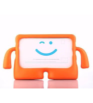 iPad 10.2 (8.Nesil) Figürlü Silikon Çocuk Tablet Standlı Kılıf (Turuncu)