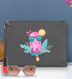 BK Gİft Yaz Temalı-5 Astarlı Portföy Çanta 30x21cm(12 Renk Seçeneği), Baskılı El Çantası, Organizer Çanta (Antrasit)