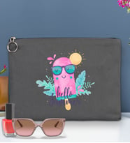 BK Gİft Yaz Temalı-5 Astarlı Portföy Çanta 30x21cm(12 Renk Seçeneği), Baskılı El Çantası, Organizer Çanta (Antrasit)