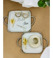 Spark Gümüş Söz Tepsisi ve Damat Kahve Fincanı (Gold)