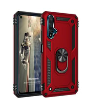 Microsonic Huawei Nova 5T Kılıf Military Ring Holder (Kırmızı)