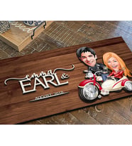 BK Gift Kişiye Özel Sevgililer Karikatürlü Kabartma Figürlü Ahşap Tablo, Duvar Dekoru, Arkadaşa Hediye, Özel Tasarım Ev Hediyesi-12 (Ceviz)