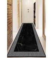 Dijital Baskılı Kaymaz Taban Yıkanabilir Modern Yolluk Ve Koridor Halısı NDU-HT-1518 (Siyah)