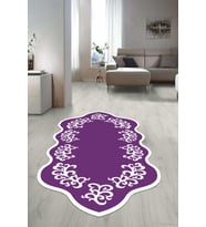 Dijital Baskılı Kaymaz Taban Yıkanabilir Lazer Kesim Salon Halısı Yolluk NLZR-HT-1435 (Mor)