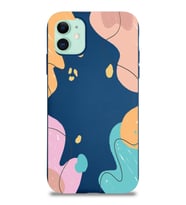 PrintiFy Apple iPhone 11 Uyumlu Lansman Kılıf Karışık Renkler Tasarımlı İçi Kadife Kapak (Lacivert)