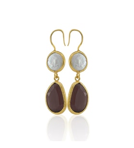 Kadir Jewellery 22 Ayar Altın Kaplama Kadın İnci Küpe -El İşçiliği Ve Hipoalerjenik Küpe (Bordo)