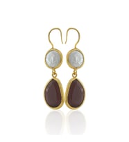Kadir Jewellery 22 Ayar Altın Kaplama Kadın İnci Küpe -El İşçiliği Ve Hipoalerjenik Küpe (Bordo)